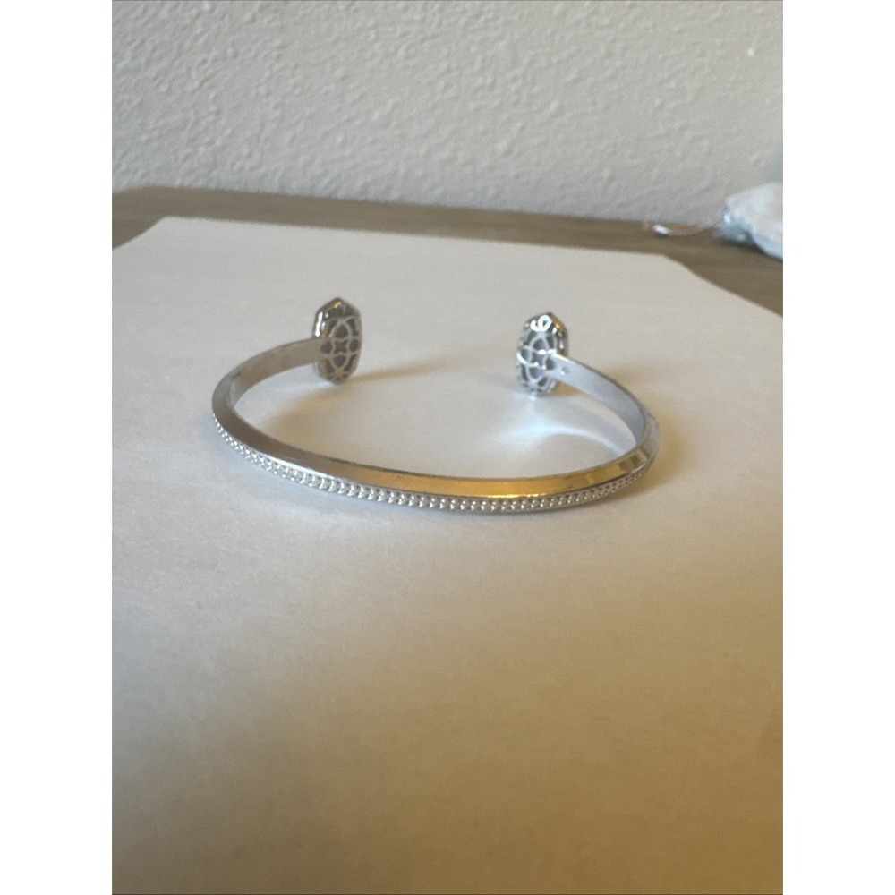Kendra Scott Silver Sparkle Elton Cuff Silver Gray Drusy - Picture 8 of 8